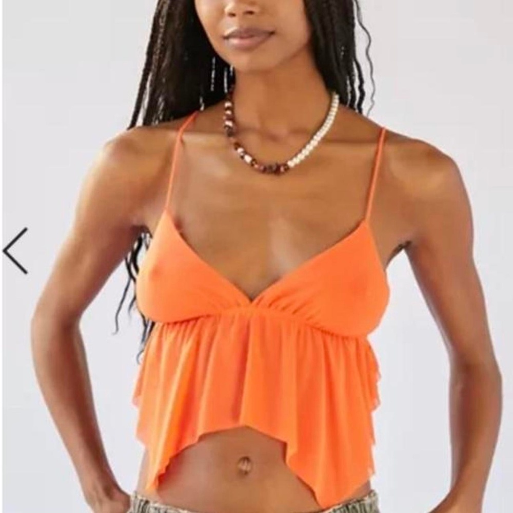 Urban Outfitters Mesh Orange Crop Top